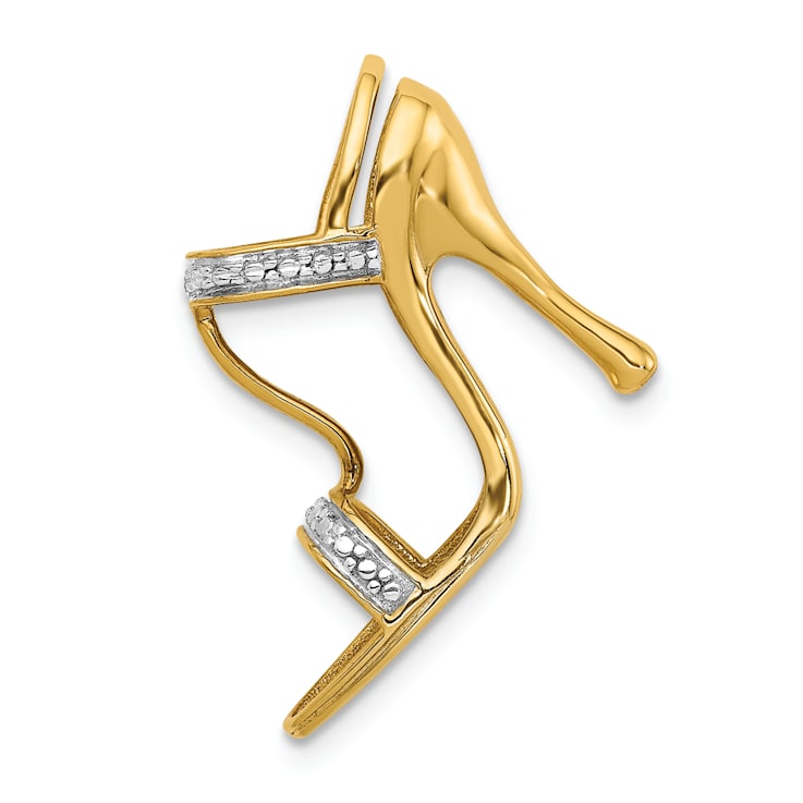 14K Two-tone Gold 3D Textured Diamond High Heel Charm