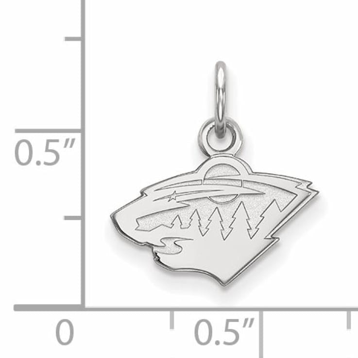 Rhodium Over Sterling Silver NHL LogoArt Minnesota Wild Extra Small Pendant