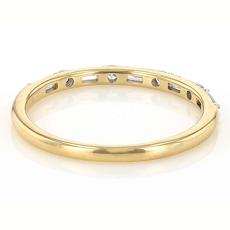 Lab-Grown Diamond Baguette And Round Band Ring In 14K Gold Over Sterling Silver