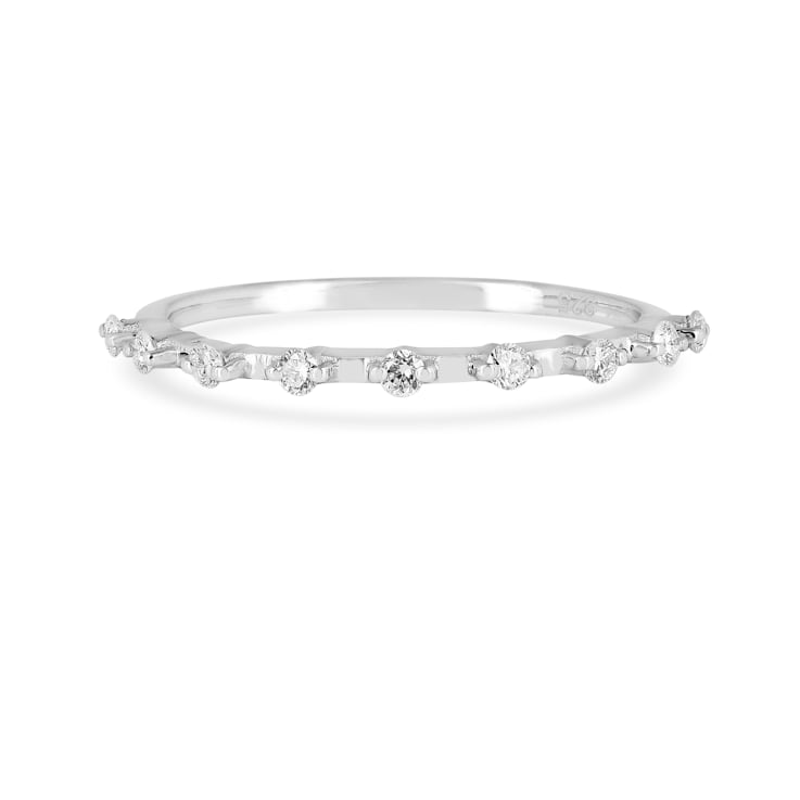 Rhodium Over Sterling Silver Lab Grown Diamond Stackable Half Eternity
Band Ring VS G-H