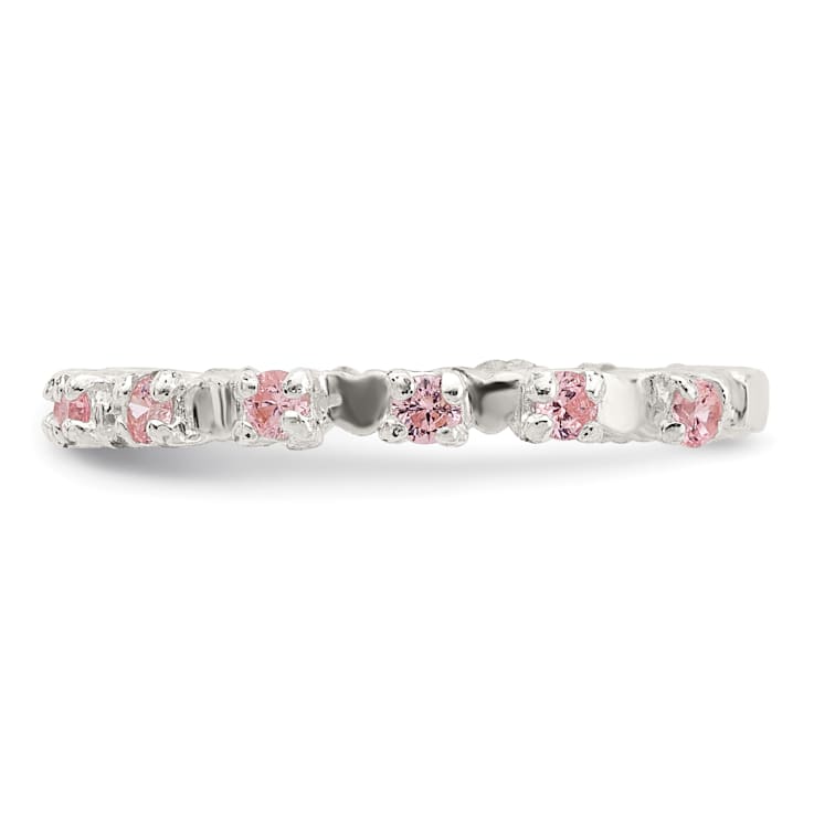 Sterling Silver Polished Pink Cubic Zirconia Children's Ring