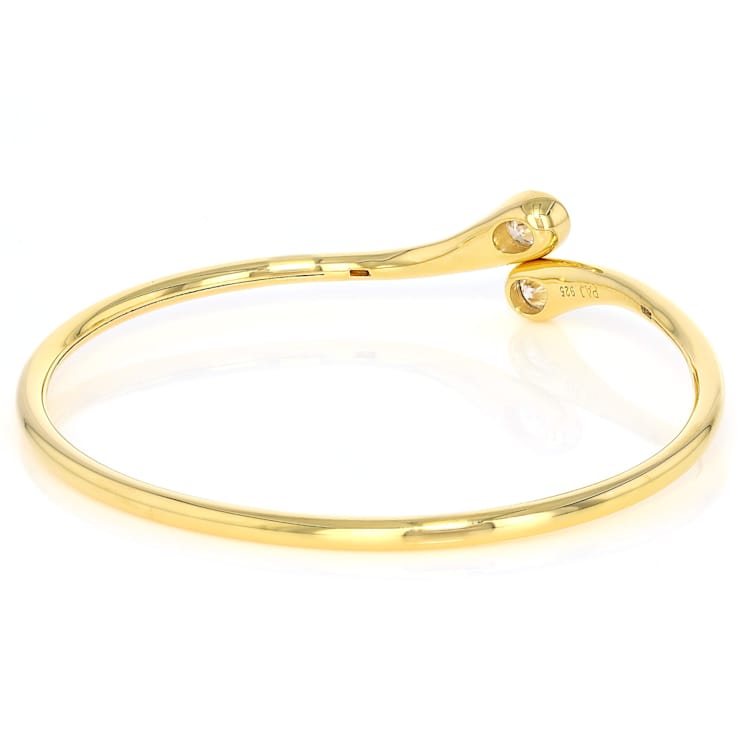 Oval And Pear Moissanite Bypass Cuff Bracelet In 14K Gold Over Sterling Silver