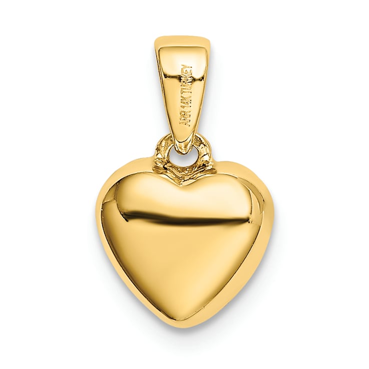 14k Yellow Gold Polished 3D Cubic Zirconia Heart Pendant