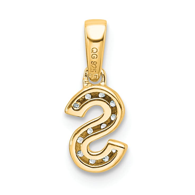 10k Yellow Gold Diamond Letter S Initial Pendant