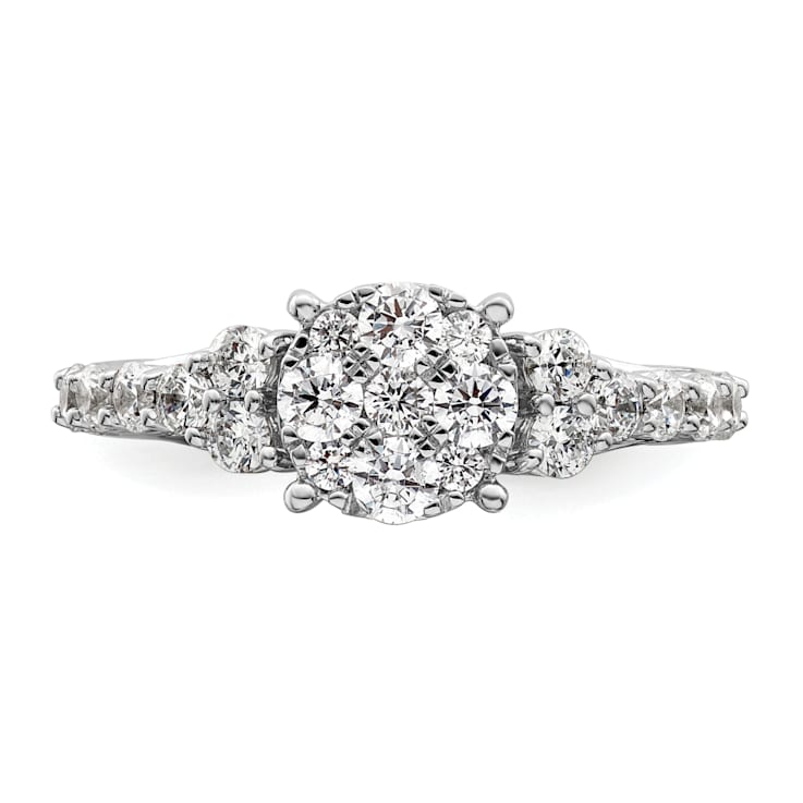 Rhodium Over 14K White Gold Lab Grown Diamond VS/SI GH, Cluster Ring 1.028ctw
