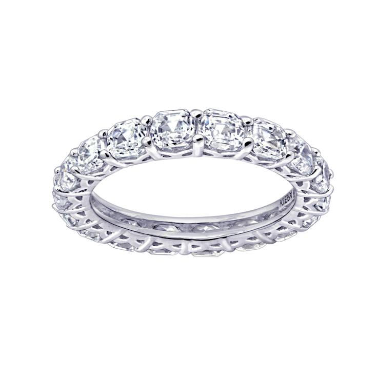 White Cubic Zirconia Platinum Over Sterling Silver Asscher Cut Ring 4.75ctw