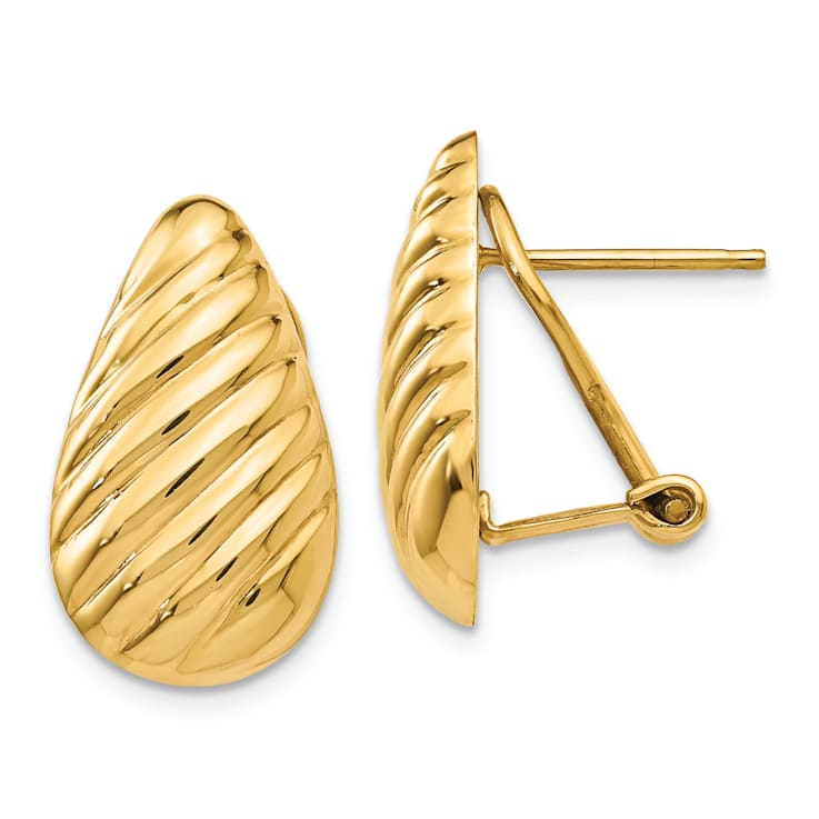14k Yellow Gold Polished Diagonal Teardrop Stud Earrings