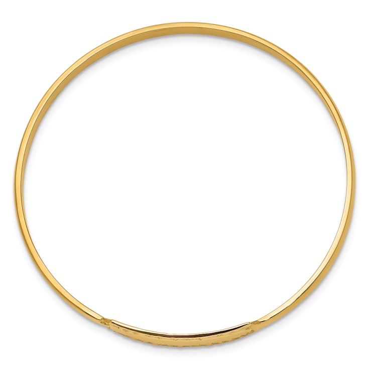 14k Yellow Gold Textured Slip-On ID Baby Bangle Bracelet