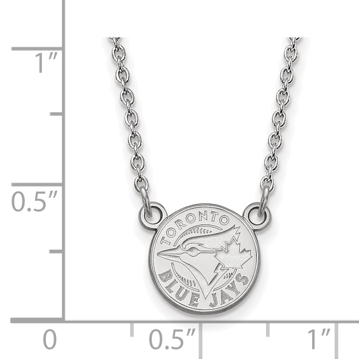 Rhodium Over Sterling Silver MLB LogoArt Toronto Blue Jays Pendant Necklace