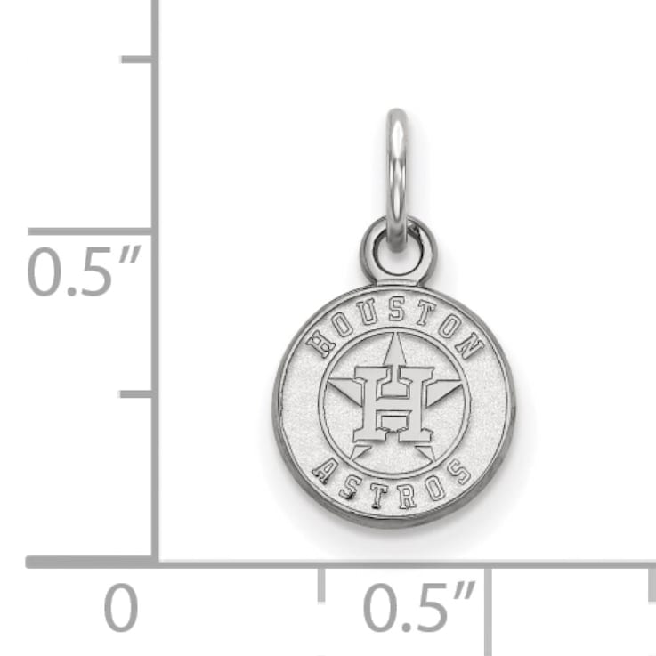 Rhodium Over Sterling Silver MLB Houston Astros LogoArt Circle Pendant