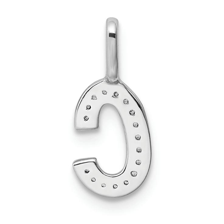 14K White Gold Diamond Letter C Initial Pendant