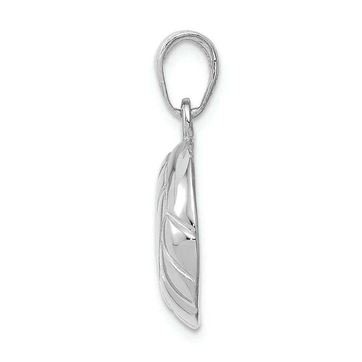Rhodium Over 14k White Gold Polished and Textured Open-backed Volleyball Pendant