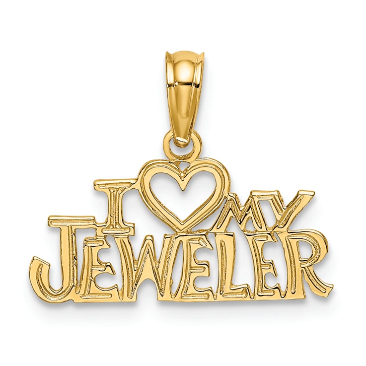 14k Yellow Gold Textured I HEART MY JEWELER pendant