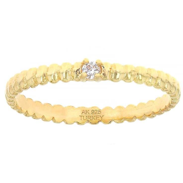 Stackable Ring Set With Topaz, Amethyst And CZ In 18K Gold Over Sterling Silver
