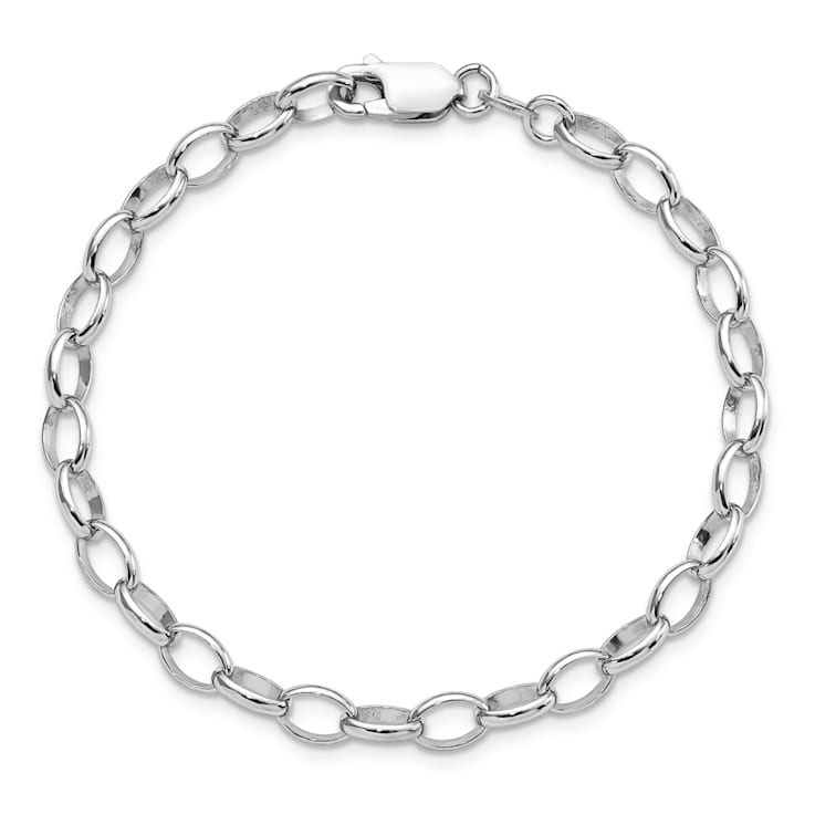 Rhodium Over Sterling Silver 5mm Rolo Chain Bracelet