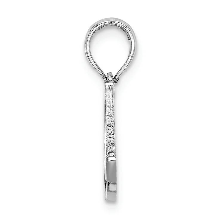 Rhodium Over 14k White Gold Polished Script Letter A Initial Pendant