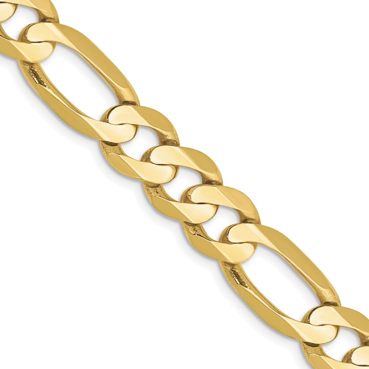 10k Yellow Gold 8.75mm Concave Open Figaro Link Bracelet