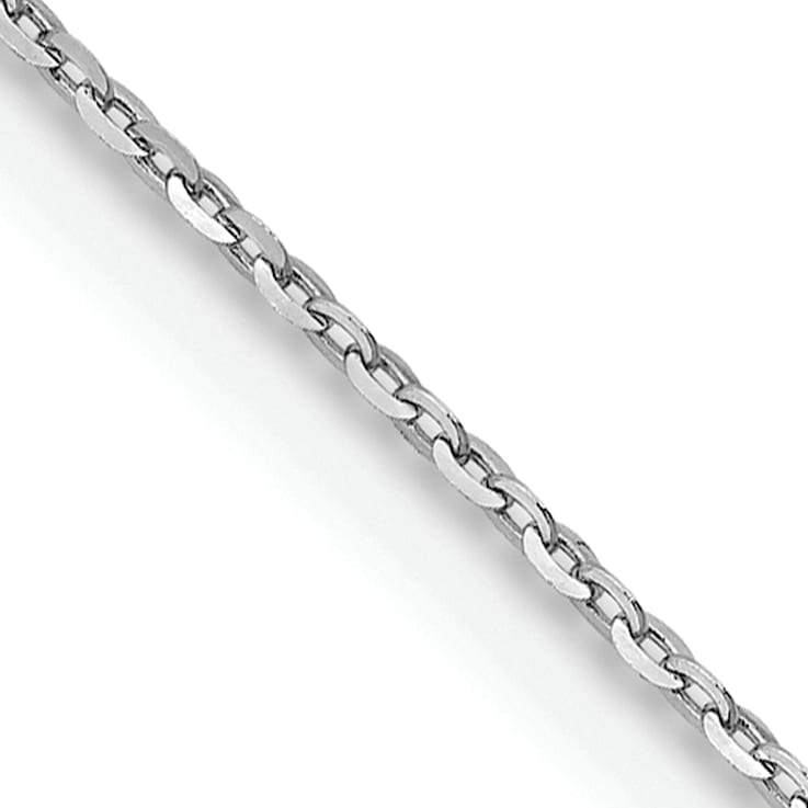 Rhodium Over 18K White Gold 1.15mm Solid Diamond-Cut Cable 20 Inch Chain