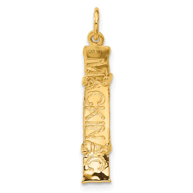14k Yellow Gold Textured Mackinac Bridge Charm Pendant