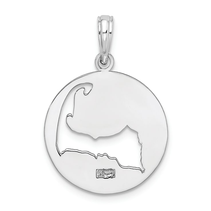 Rhodium Over Sterling Silver Polished Cape Cod Cut-out Pendant