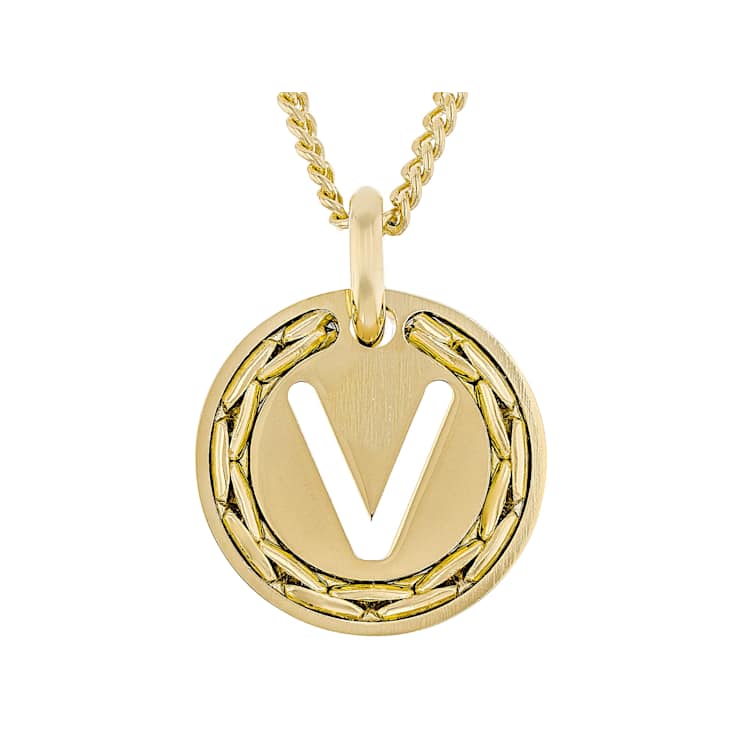 Cardano Initial V Pendant Necklace In 18K Gold Over Bronze