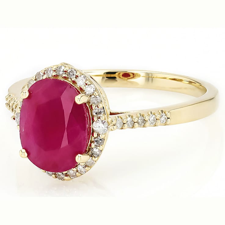 Ruby And Diamond Solitaire Ring In 10K Gold