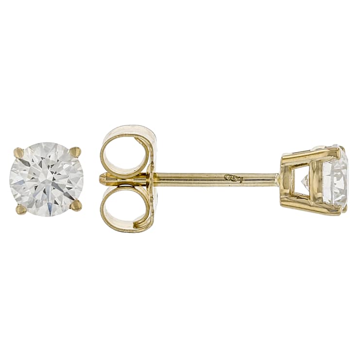 Lab-Grown Diamond Solitaire Stud Earrings 0.50ctw In 10K Yellow Gold