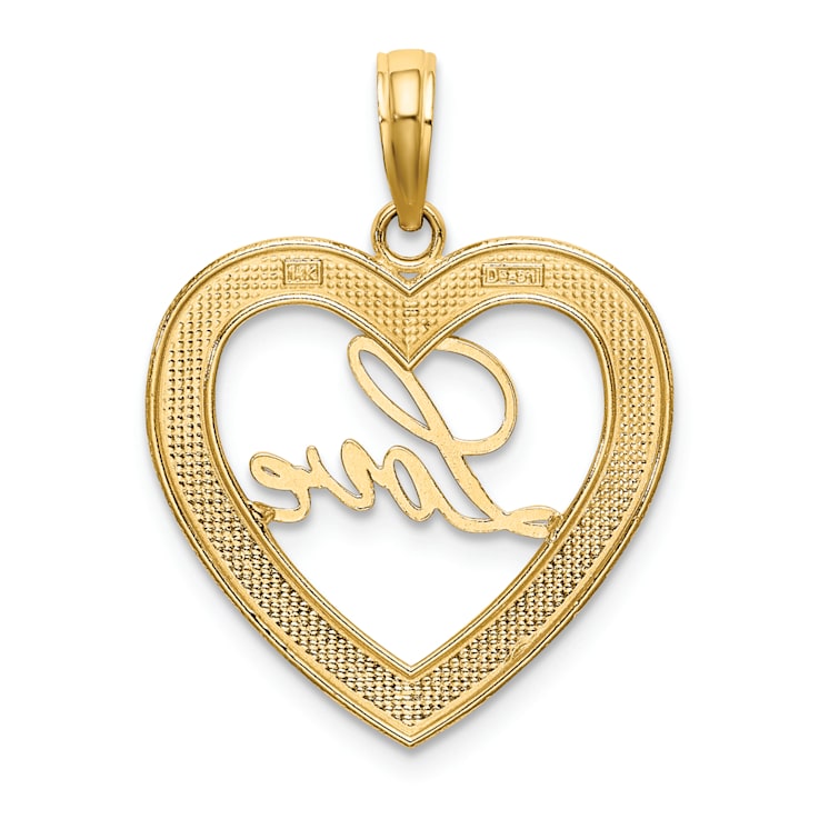 14k Two-tone Gold Diamond-Cut Love Heart Pendant