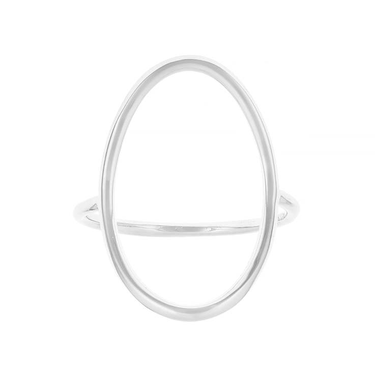 Sculptural Oval Open Design Ring In Sterling Silver