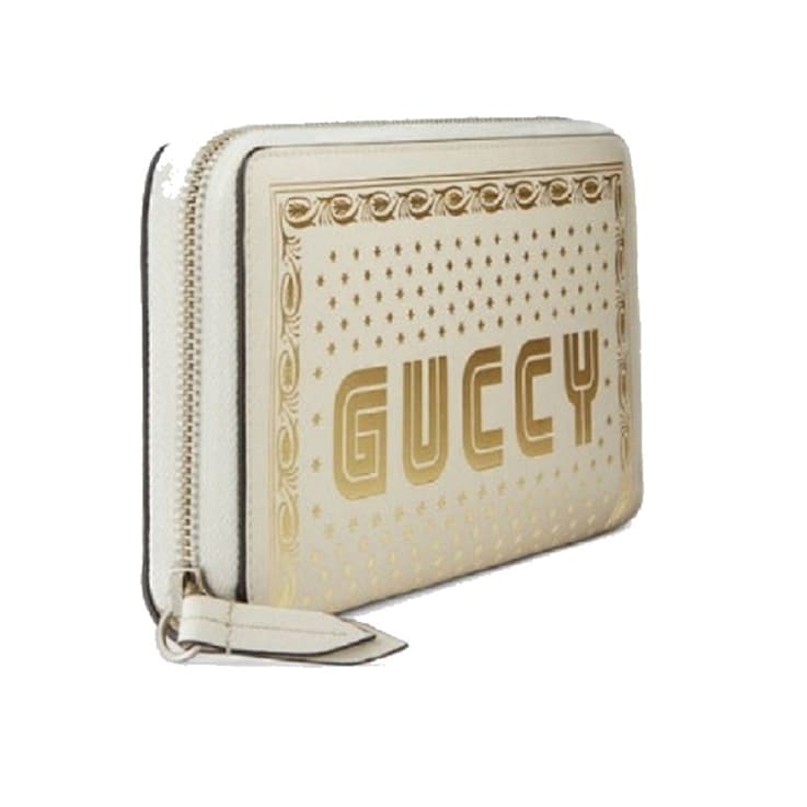 Gucci Sega Guccy Stars White Moon Gold Zipper Leather Wallet