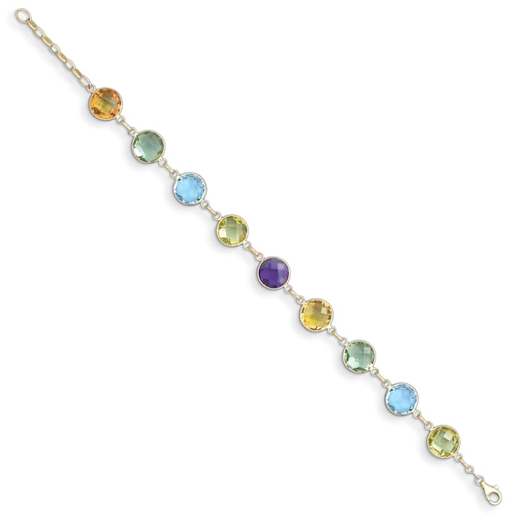 14K Yellow Gold Multi-Gemstone Circle 8-inch Bracelet