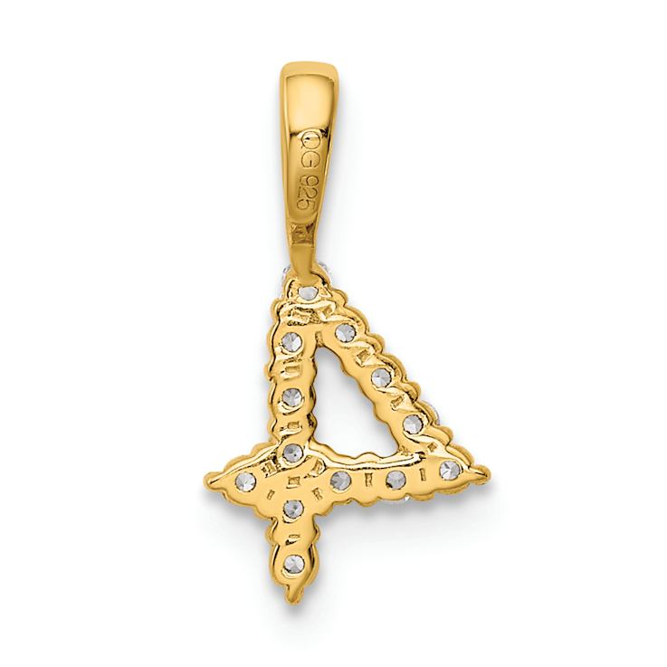 14k Yellow Gold Diamond Number 4 Pendant