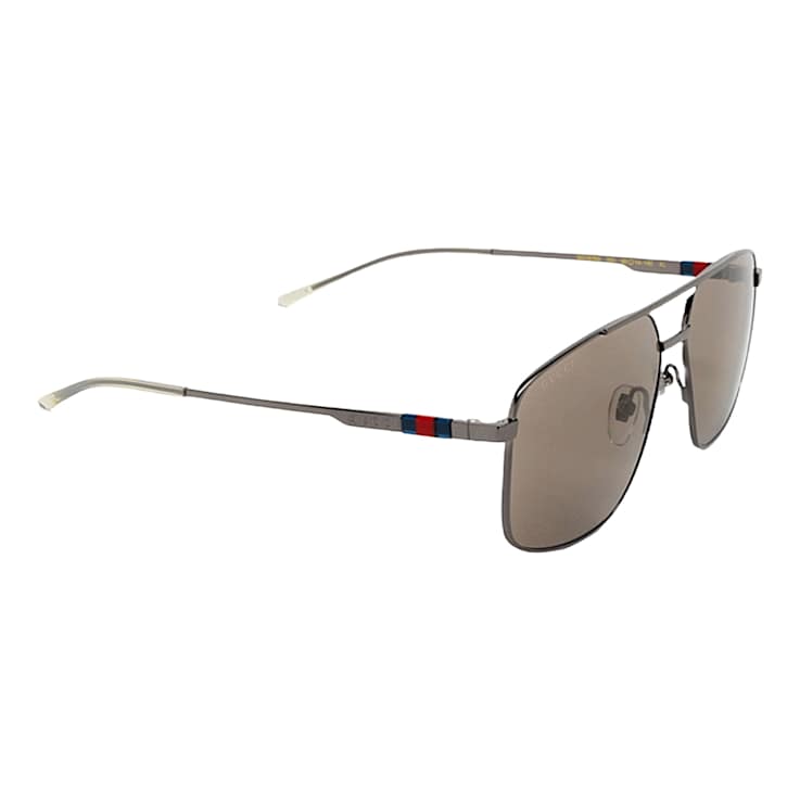 Gucci Ruthenium Square Frame / Gray Lenses Sunglasses