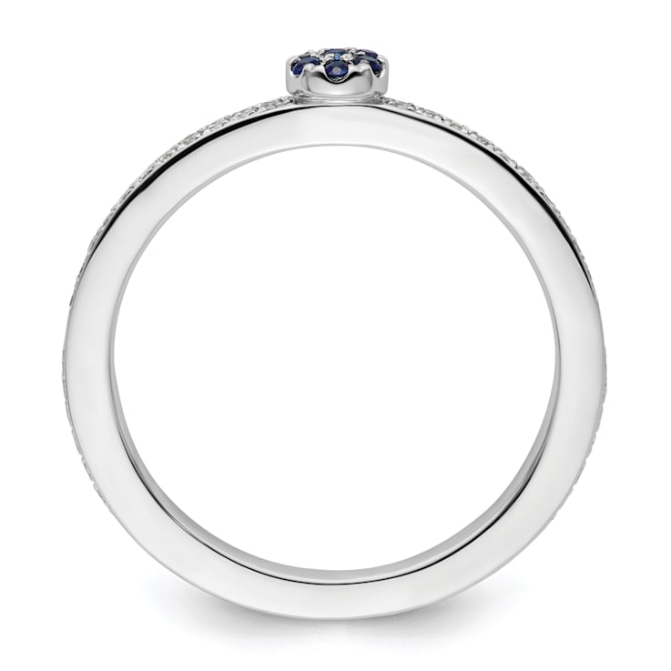 14K White Gold Stackable Expressions Lab Created Sapphire and Diamond
Ring 0.075ctw