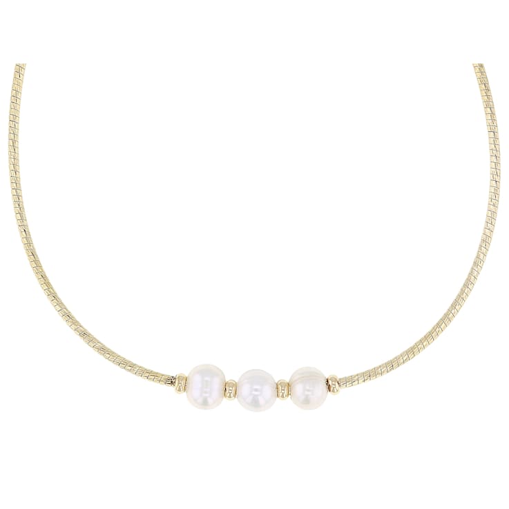 Graduating Freshwater Pearl Necklace In 18K Gold Over Bronze
