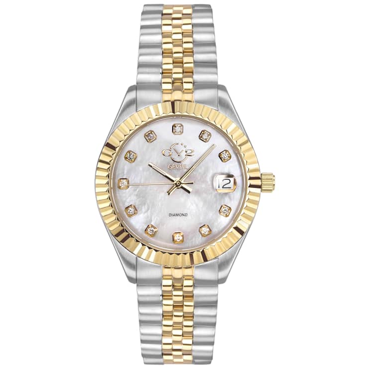 GV2 Naples White Dial Yellow Bezel Two-Tone Stainless Steel Watch