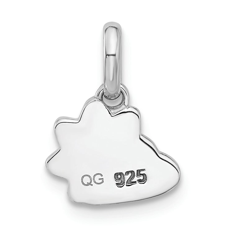 Rhodium Over Sterling Silver Enameled Sun and Cloud Children's Pendant