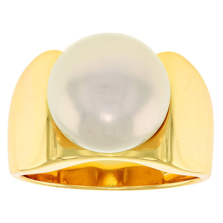 Pearl Solitaire Ring In 18K Gold Over Sterling Silver
