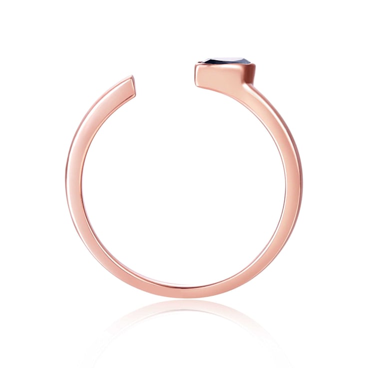 Blue Sapphire 14K Rose Gold Over Sterling Silver Marquise Solitaire Open
Design Ring, 0.25ct