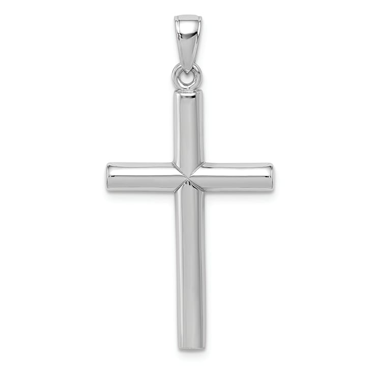 Rhodium Over 14K White Gold Polished Cross Pendant