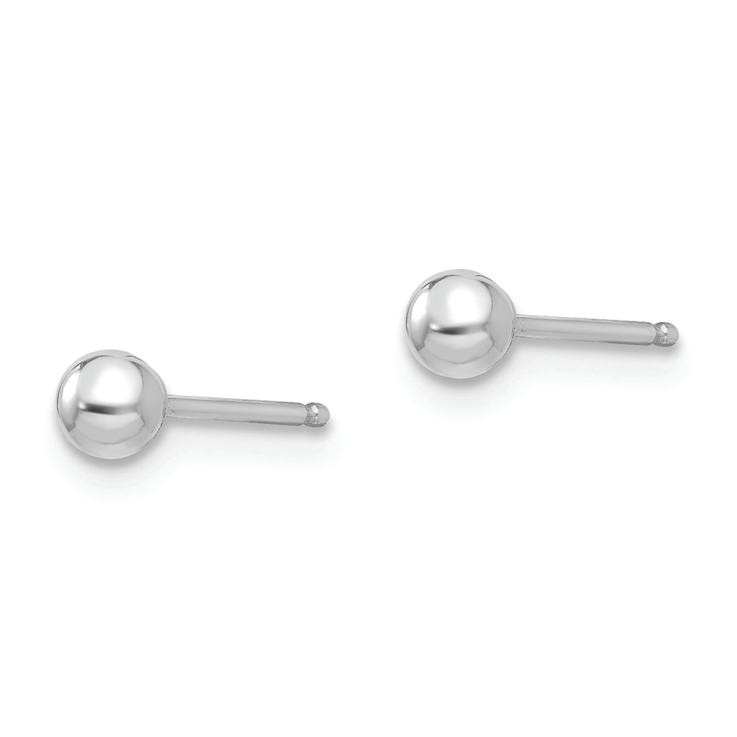 Rhodium Over 14k White Gold Polished 3mm Ball Stud Earrings