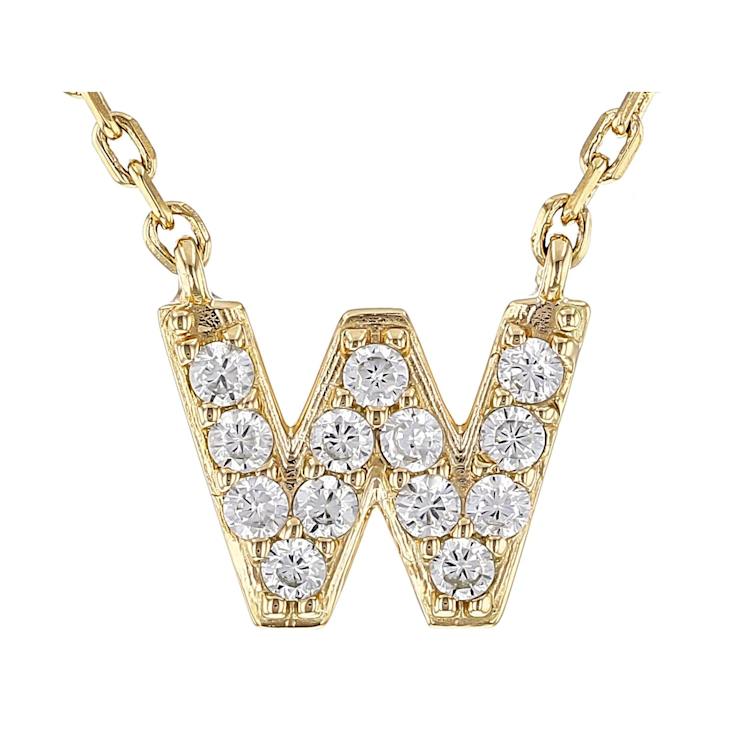 CZ Initial W Station Necklace In 18K Gold Over Sterling Silver 0.2ctw