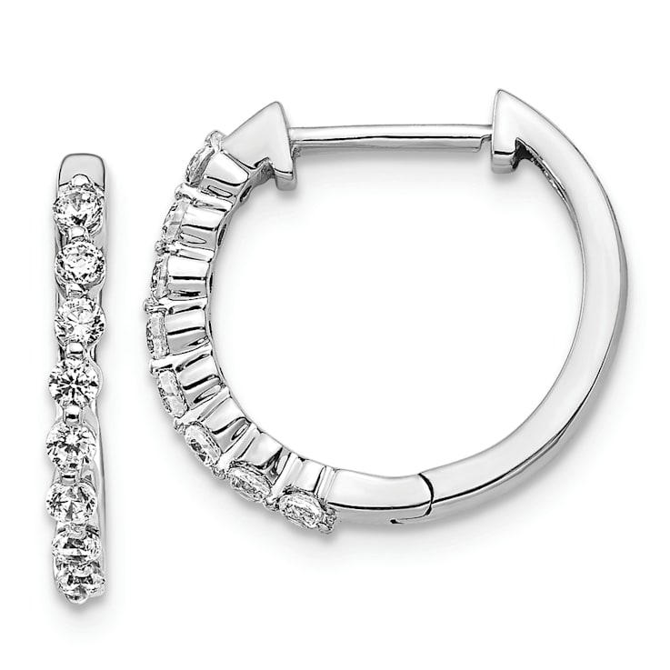 Rhodium Over 14K White Gold Lab Grown Diamond SI1/SI2, G H I, Hinged
Hoop Earrings