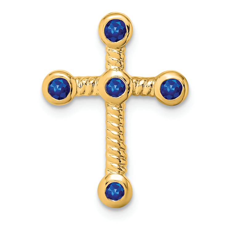 10k Yellow Gold 0.29 ctw Sapphire Cross Slide Pendant