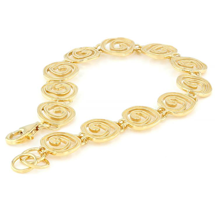 Spiral Station Bracelet In 14K Gold Over Sterling Silver