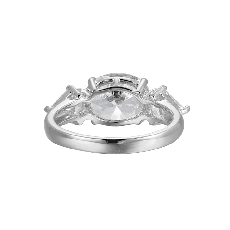 White Cubic Zirconia Platinum Over Sterling Silver April Birthstone Ring 5.32ctw
