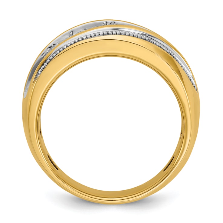 10K Two-tone Yellow Gold with White Rhodium Men's Polished and Milgrain
Diamond Ring 1.01ctw