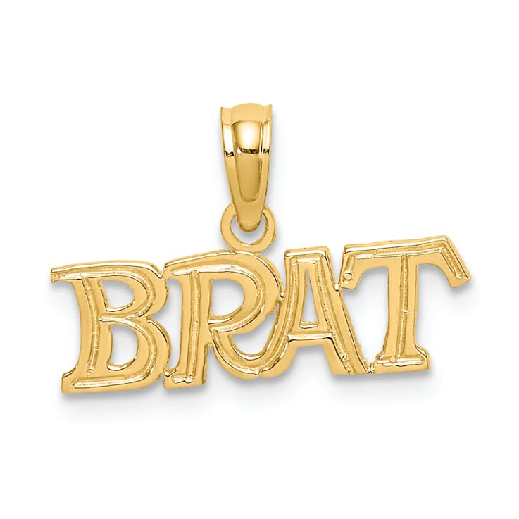 14k Yellow Gold Polished and Textured BRAT Charm