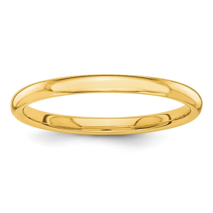 14K Yellow Gold Polished 2mm Band