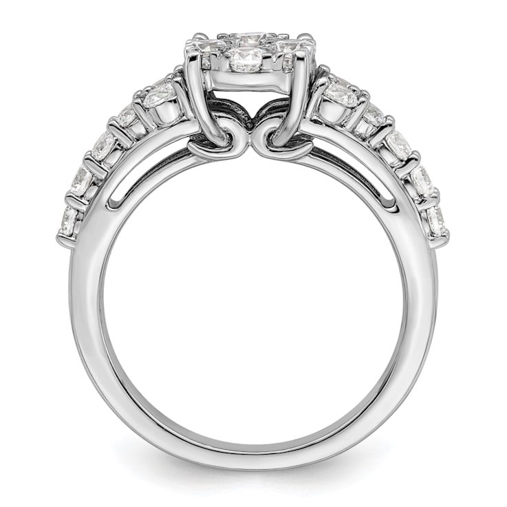 Rhodium Over 14K White Gold Lab Grown Diamond VS/SI GH, Cluster Ring 1.028ctw